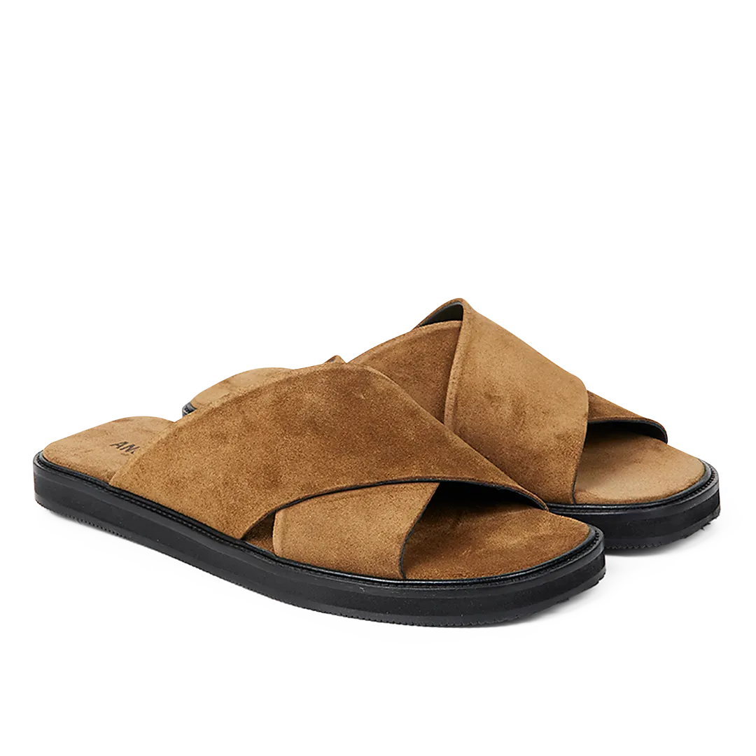 Angulus Slip-on kryds lædersandal til herre i læder