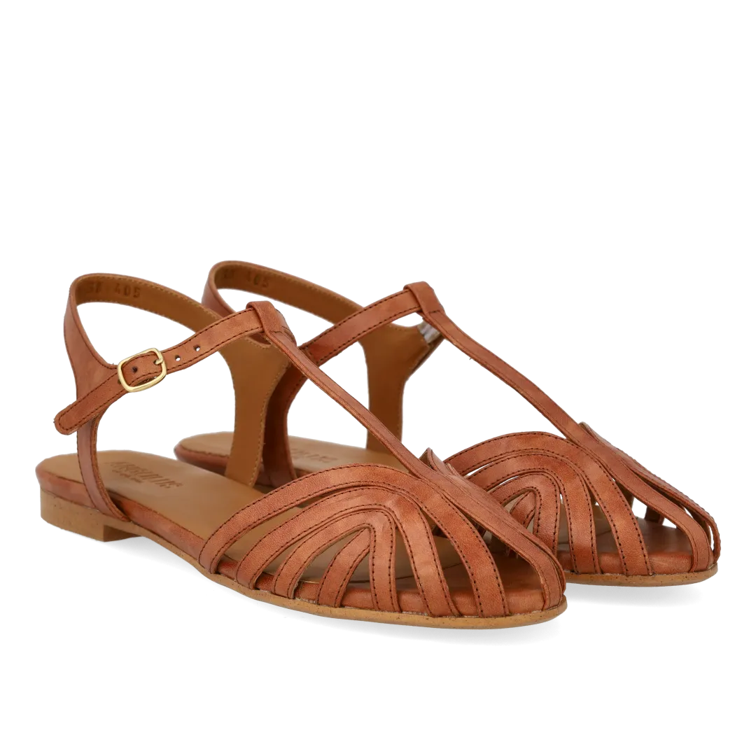 Angulus flad sandal organisk front T-strap skind