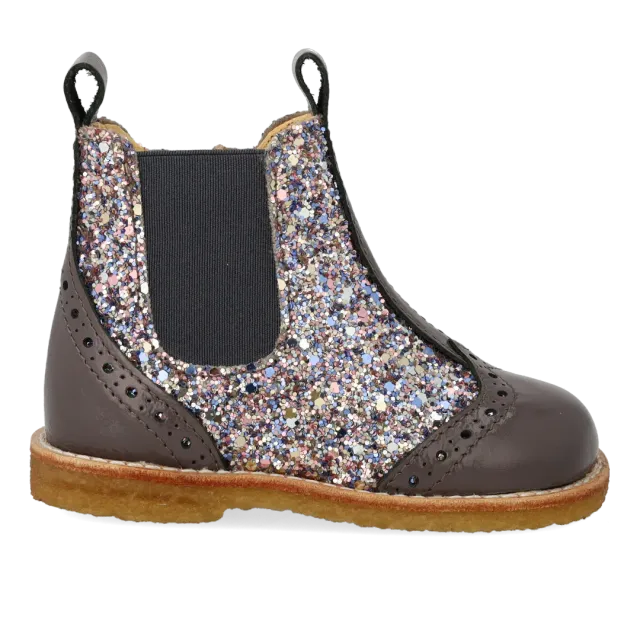 Angulus chelsea støvle glitter børnestøvle med lynlås