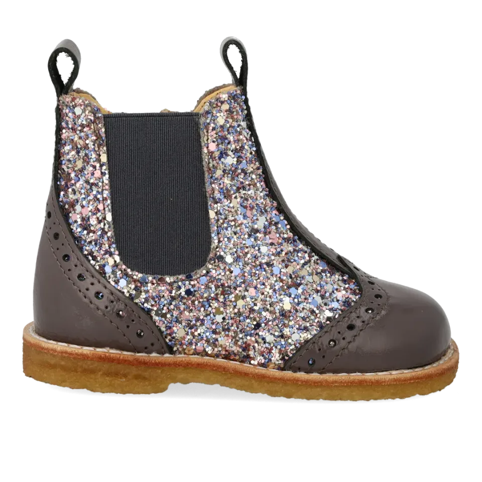 Angulus chelsea støvle glitter børnestøvle med lynlås