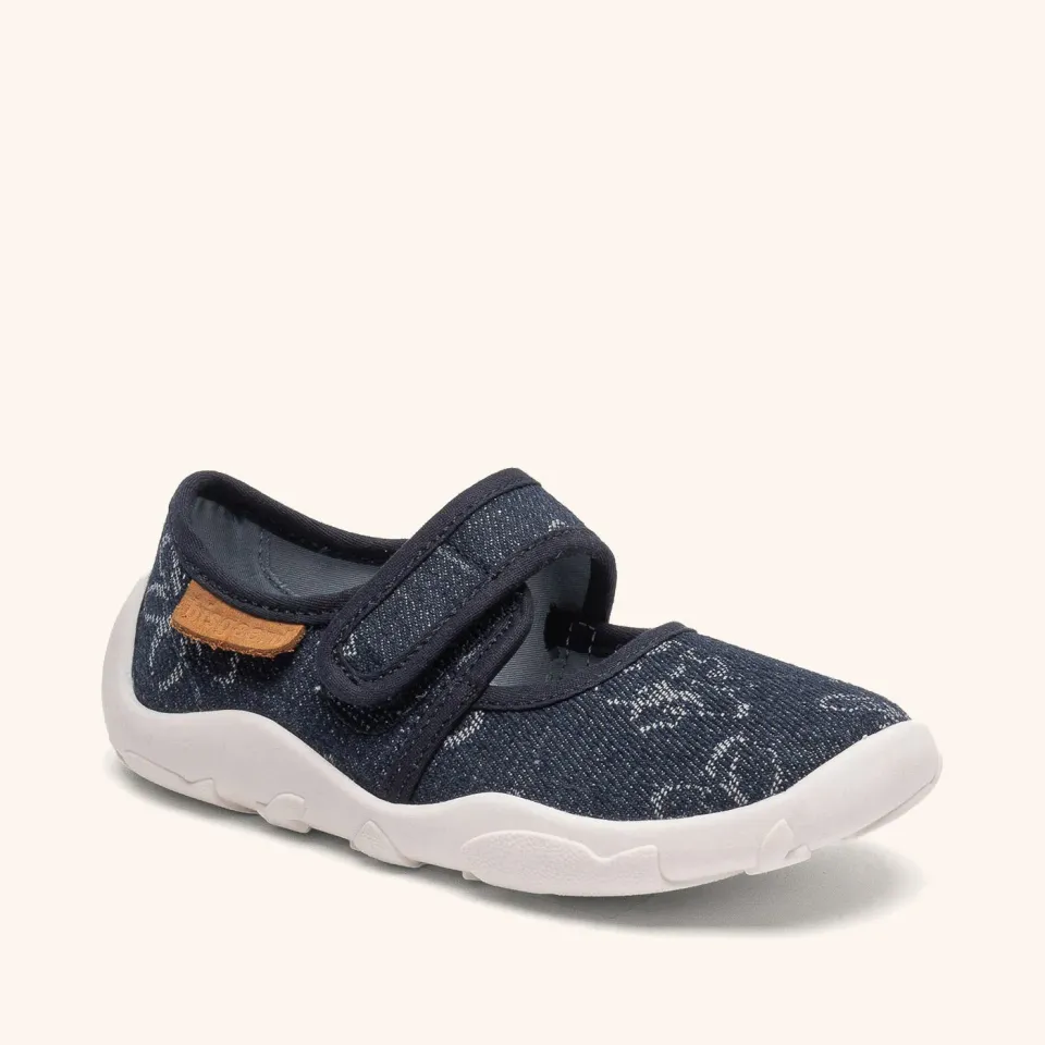 Bisgaard Maddy hjemmesko denim flower ballerina