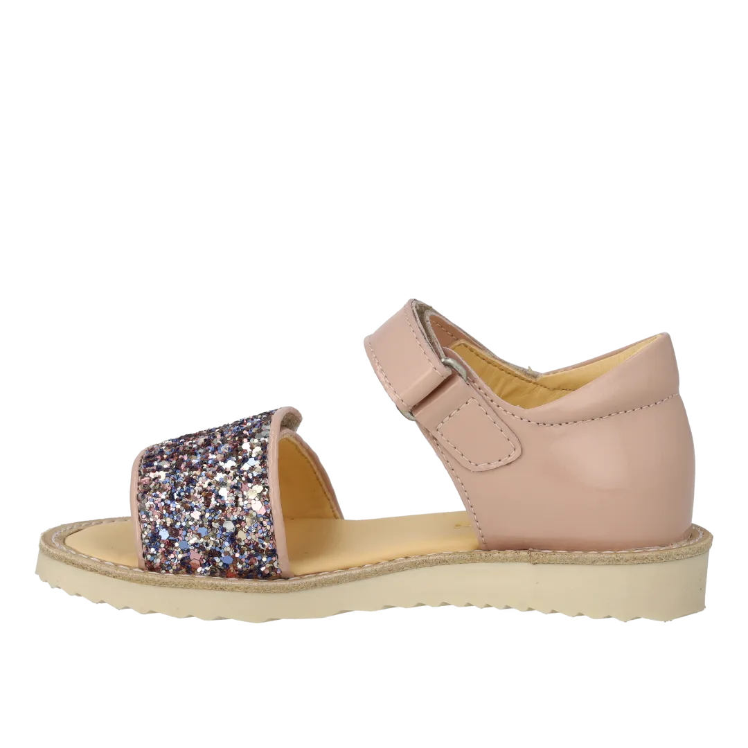 Angulus glitter børnesandal med velcrolukning