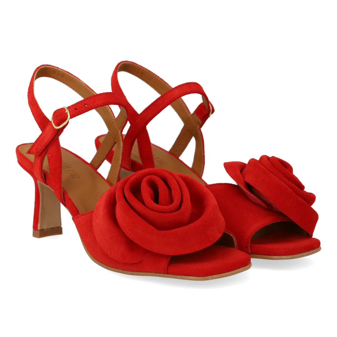 Angulus Sandal højhælet ruskind med rose