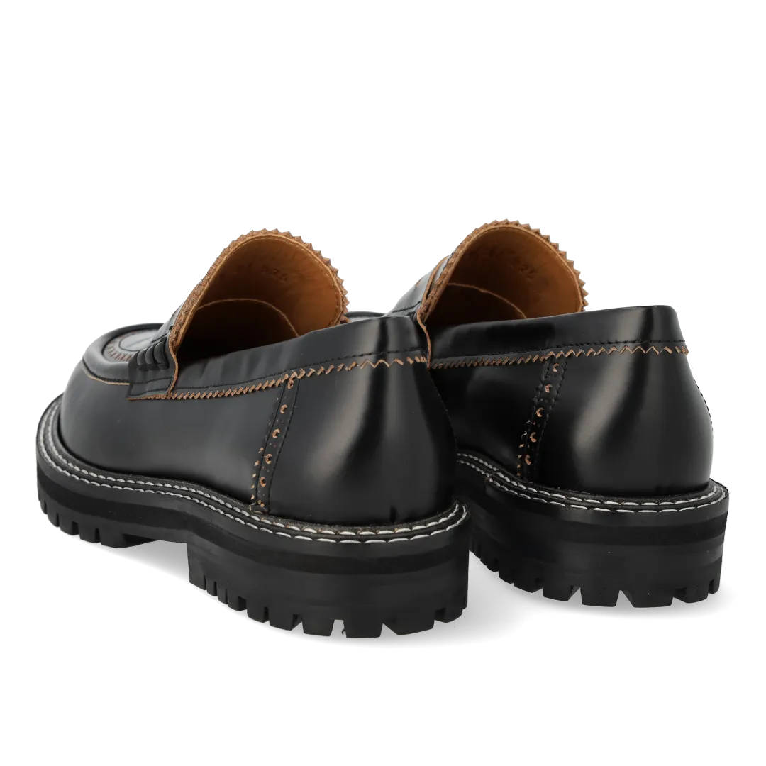 Angulus Chunky Penny loafer skind sort brogue