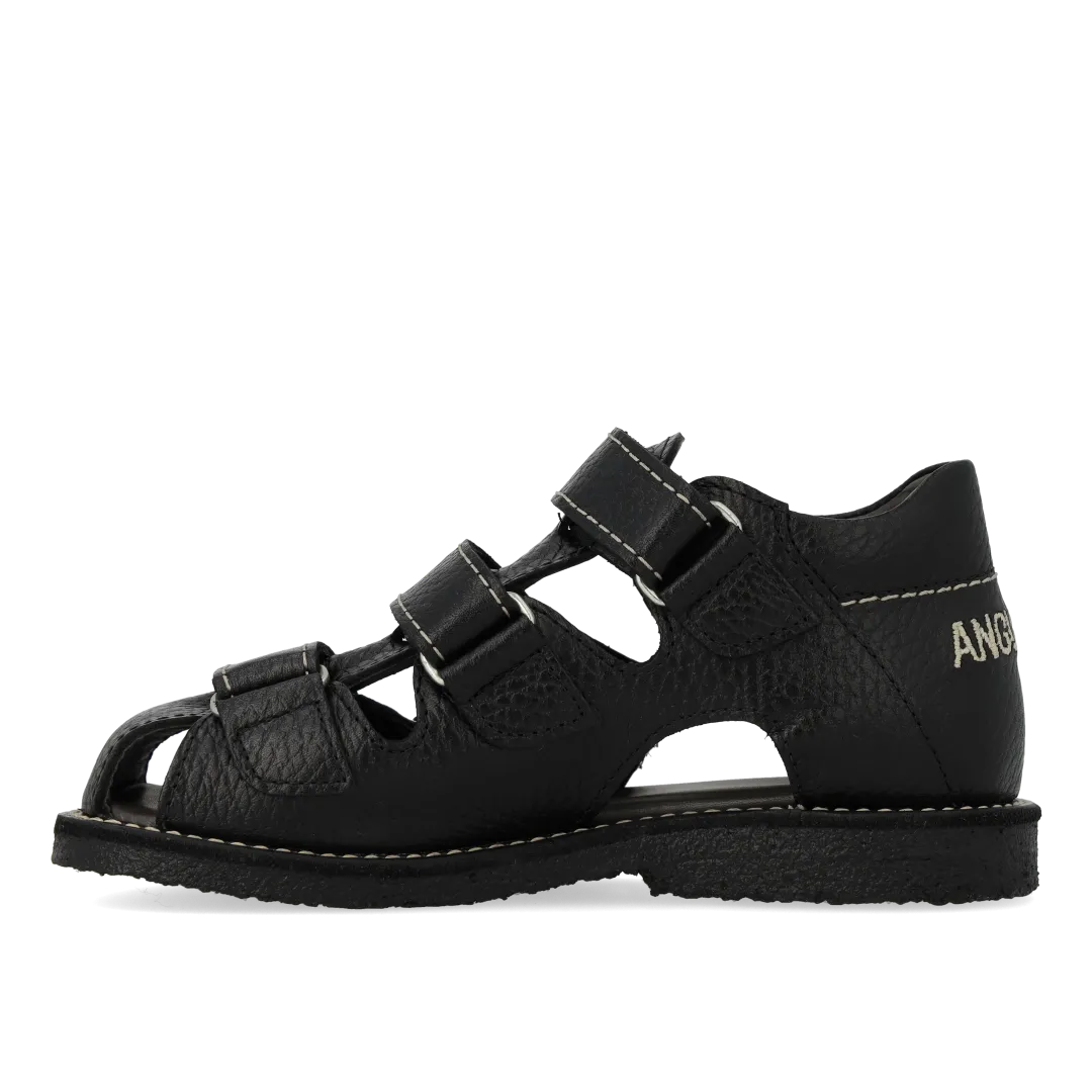 Angulus Sandal velcro rummelig børn sort sål