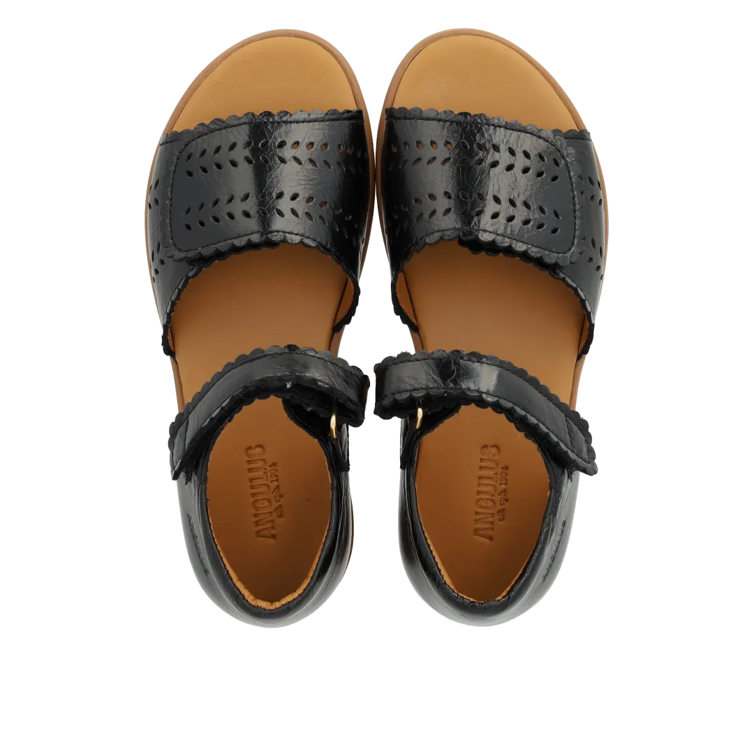 Angulus Sandal perforeret dobbelt velcro børn læder