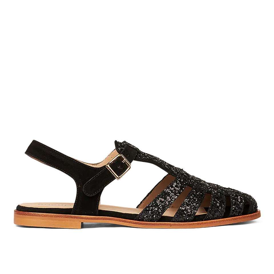 Angulus Fisherman sandal glitter lædersandal guldspænde