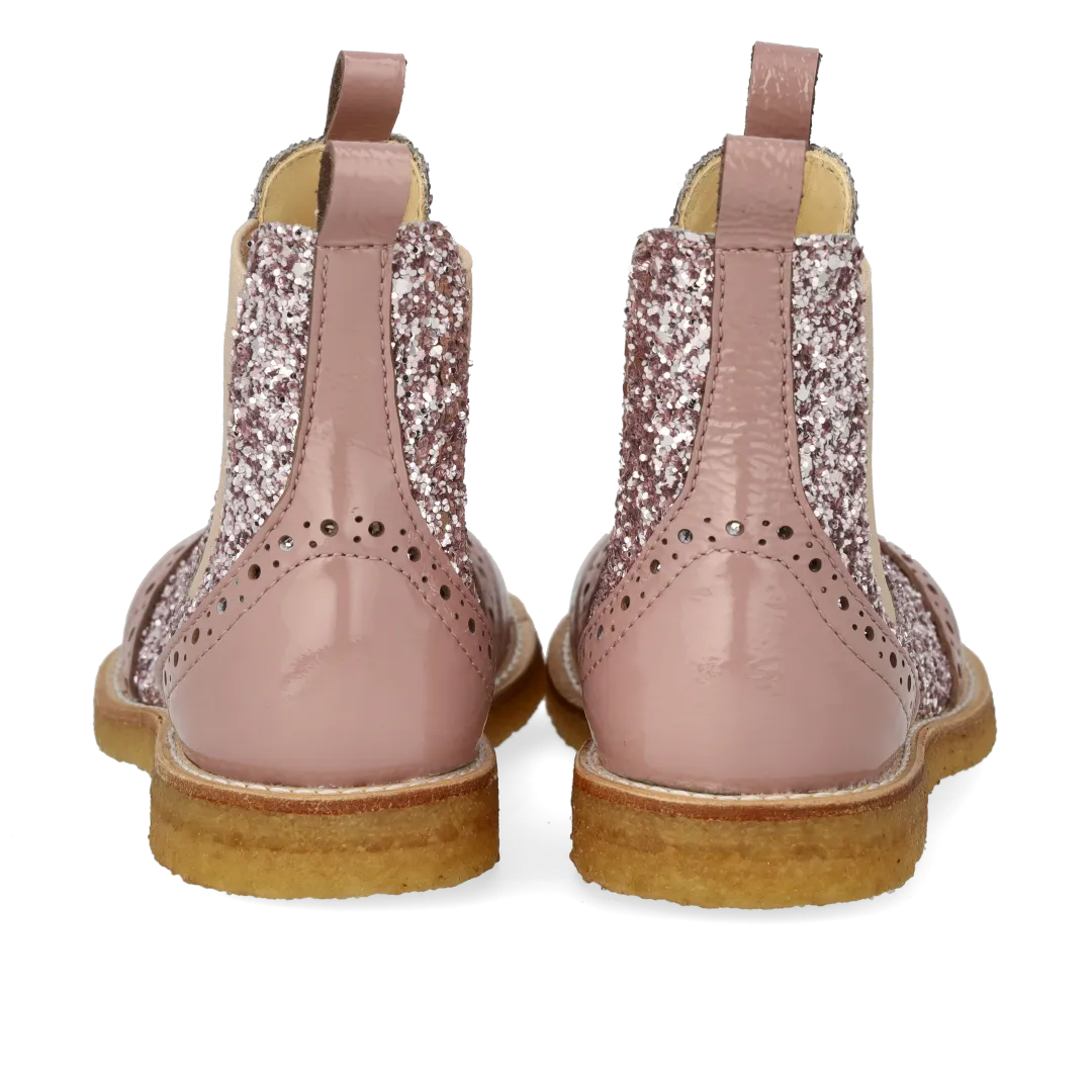 Angulus Chelsea støvle med glitter og brogues børnestøvle rummelig