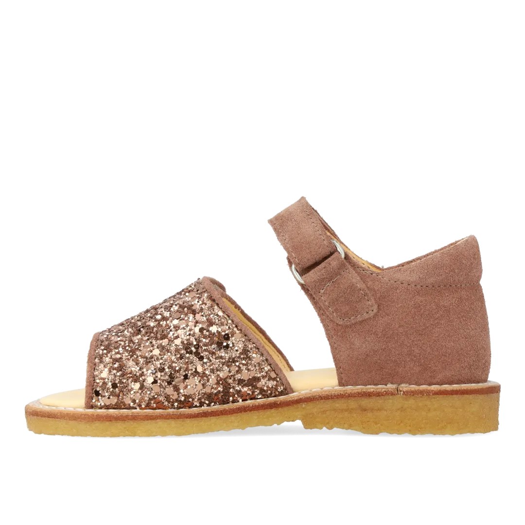 Angulus Sandal med funklende glitterdetalje børnesandal ruskind