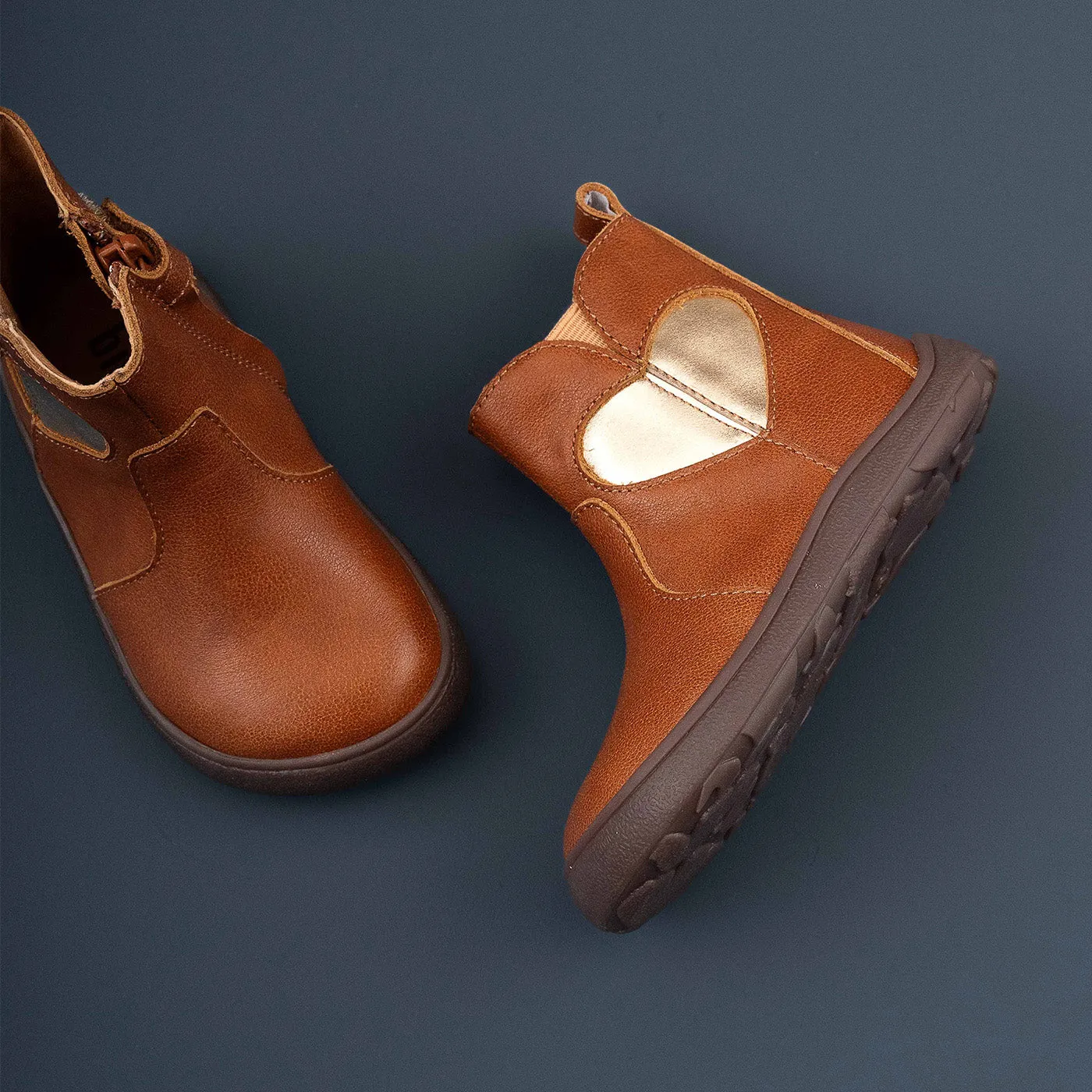Bisgaard Barefoot Runa barfodsstøvle cognac læder