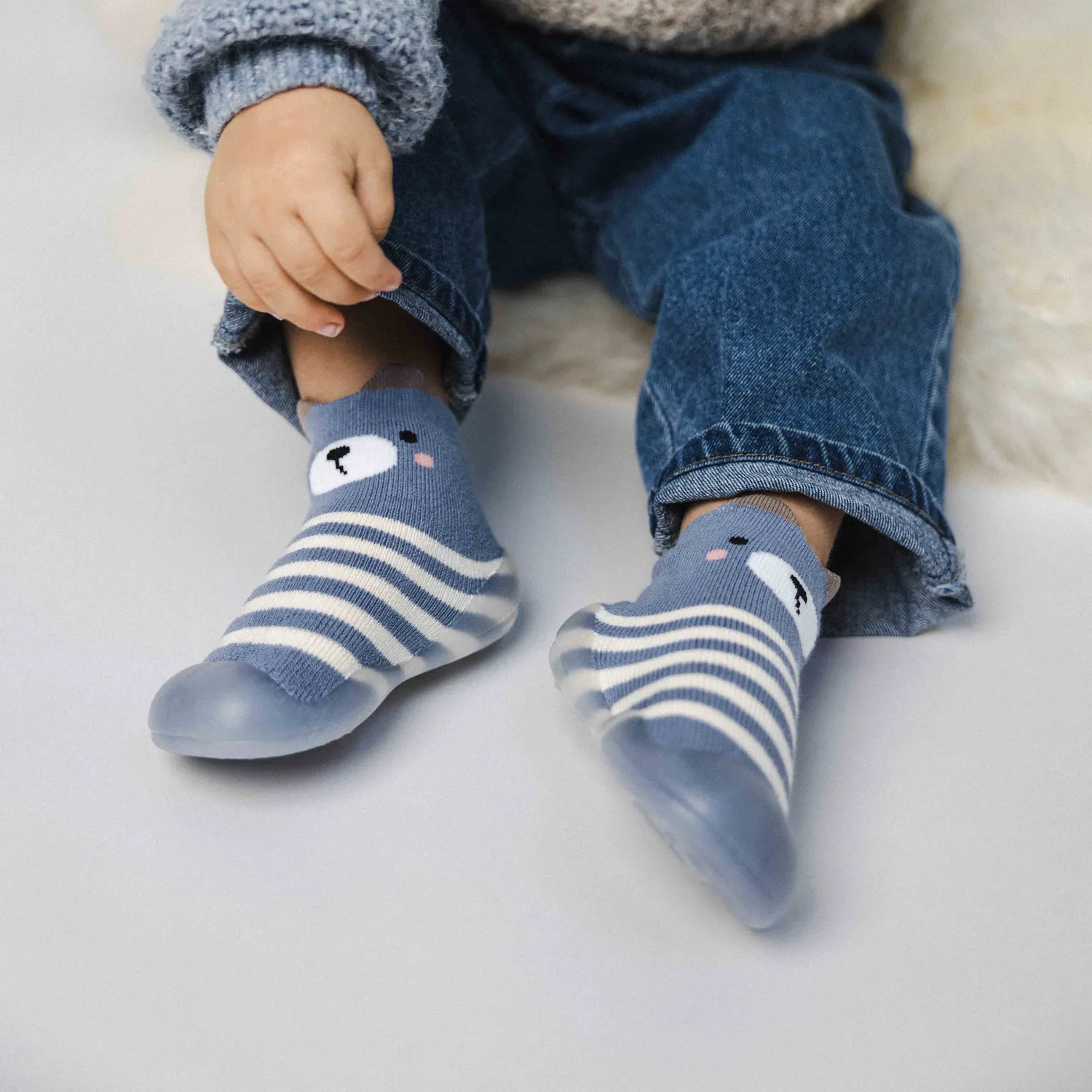Minifus Blå Bjørn begyndersko blå bjørn skridsikker