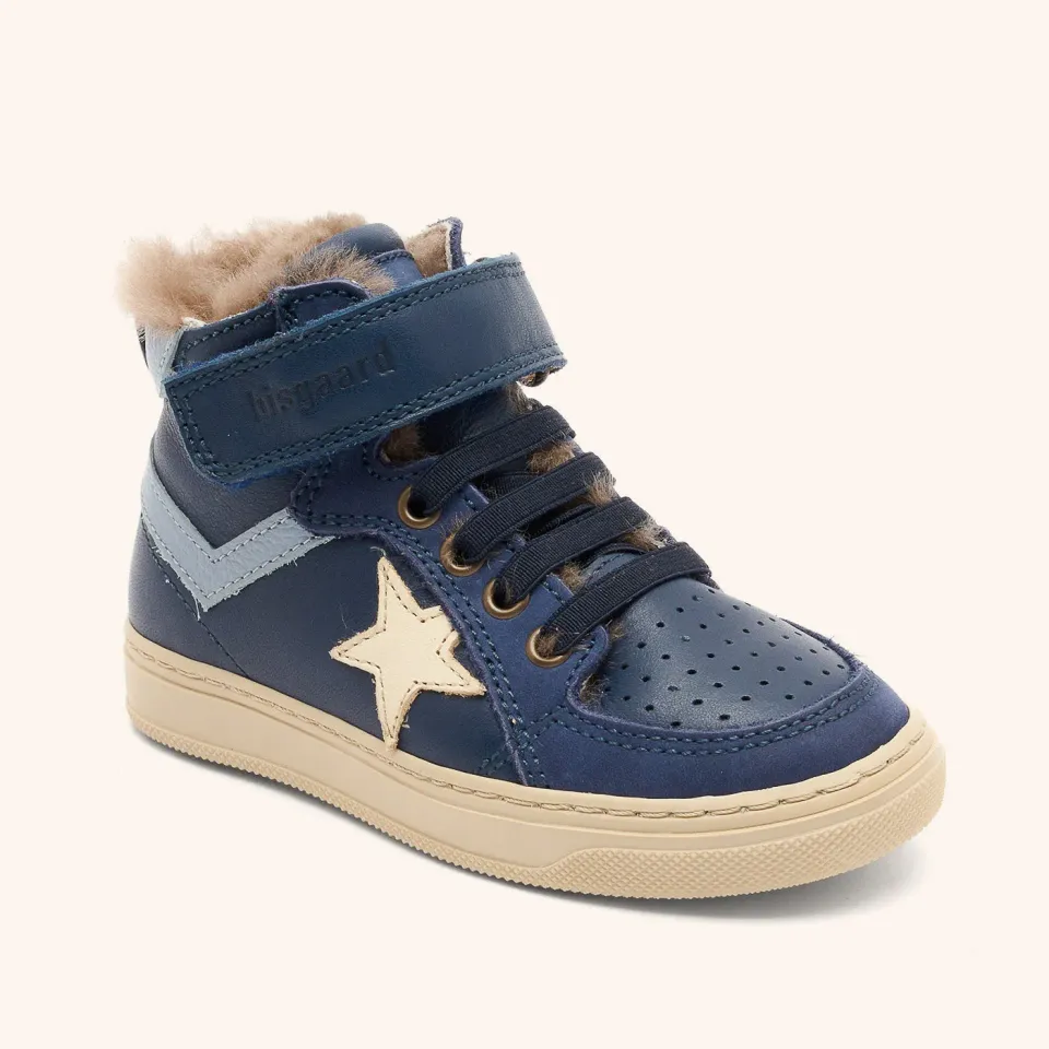 Bisgaard Isak Lamb sneakers navy med lammeskind