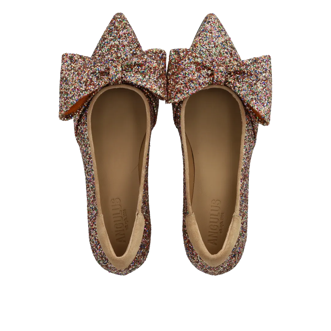 Angulus Sløjfe pump glitter damesko 5 cm blokhæl