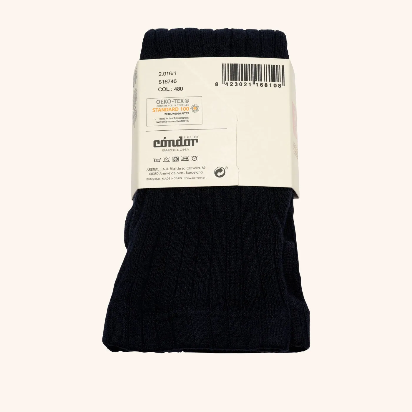 Bisgaard x Cóndor bomuld strømpebukser navy rib