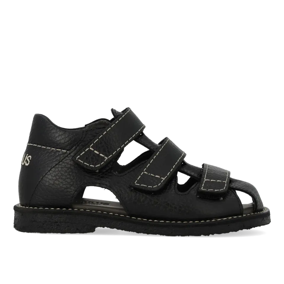 Angulus Sandal velcro rummelig børn sort sål