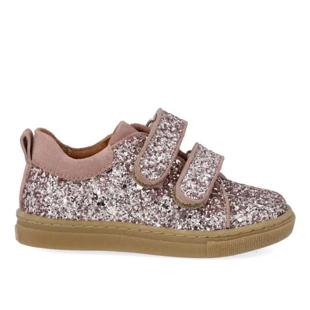 Angulus Glitter-sneaker ruskind børn velcro
