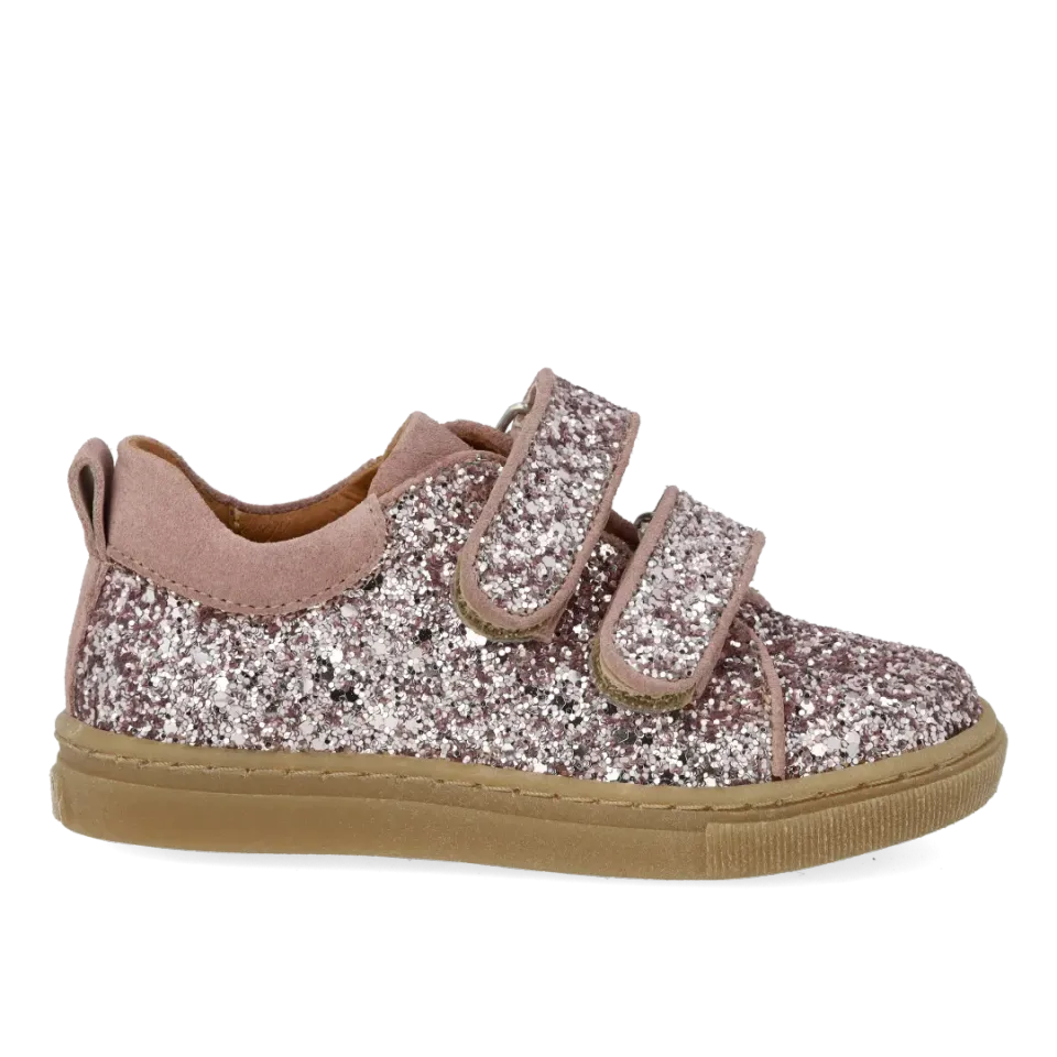 Angulus Glitter-sneaker ruskind børn velcro