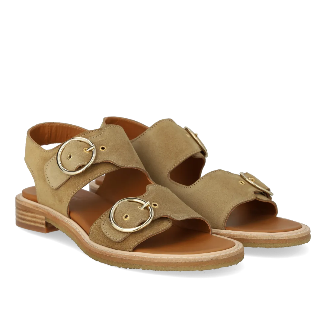 Angulus Sandal lædersandal med guldspænde