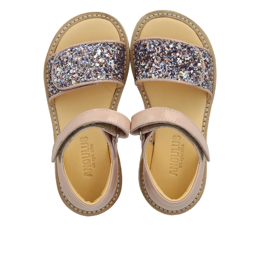 Angulus glitter børnesandal med velcrolukning