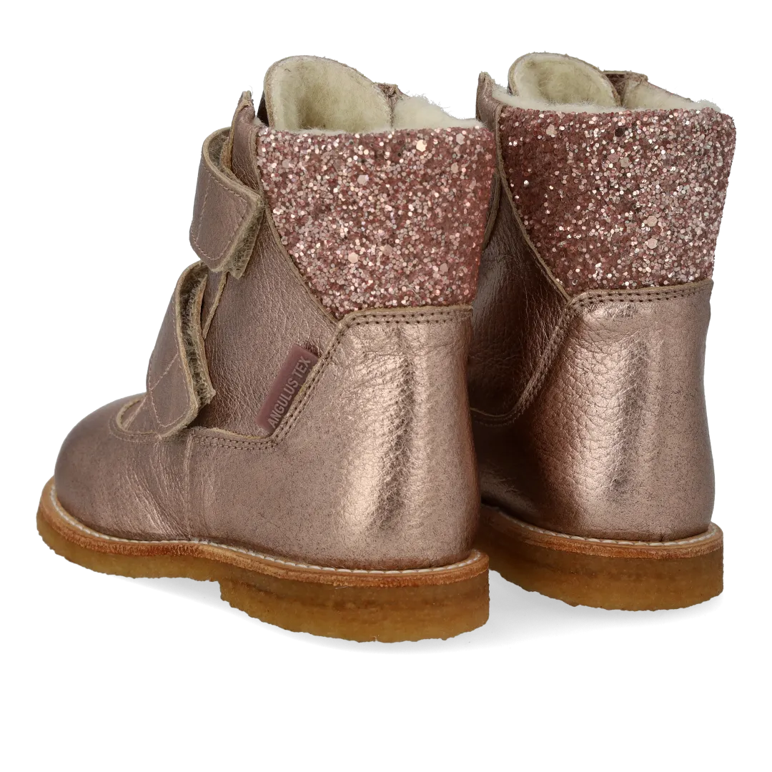 Angulus TEX vinterstøvle læder med glitter velcro