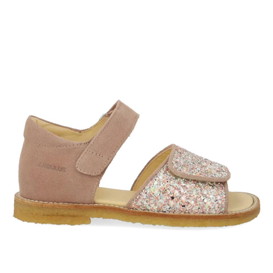 Angulus sandal glitterdetalje åben tå ruskind