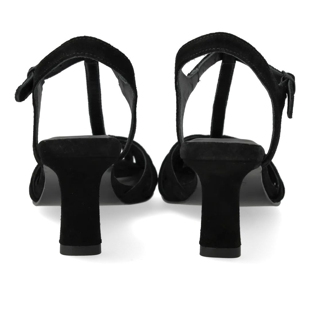 Angulus højhælet sandal organisk frontdetalje 6 cm