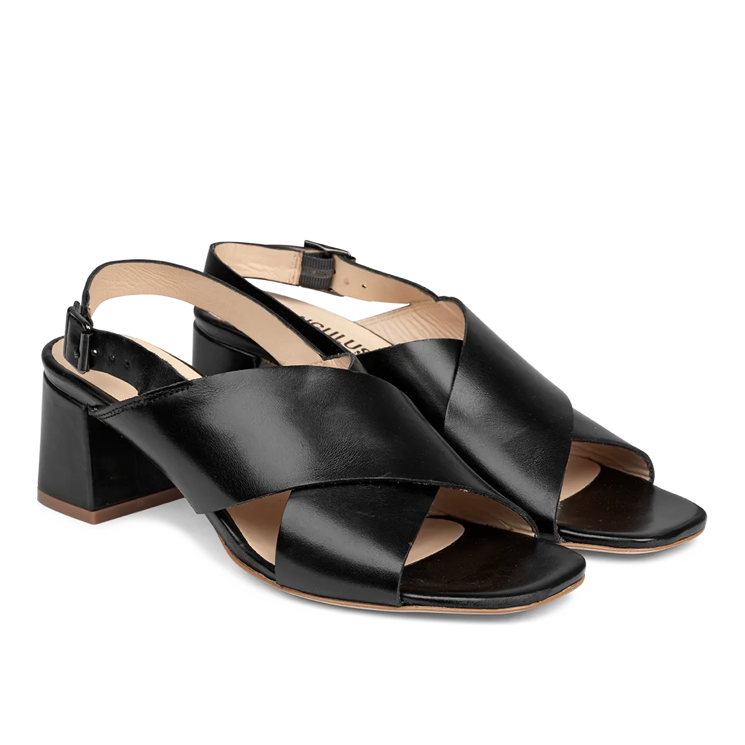 Angulus sandal med blokhæl damesandal læder 6 cm hæl