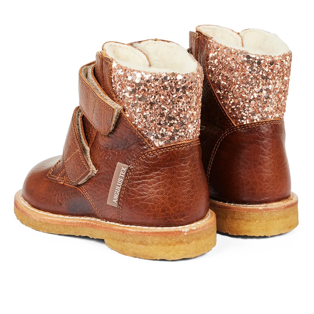 Angulus TEX vinterstøvle glitter velcro uldfoer børn