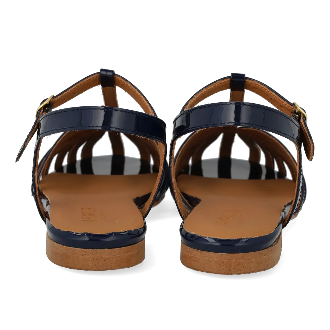 Angulus flad sandal lædersandal T-strap spænde kromfri