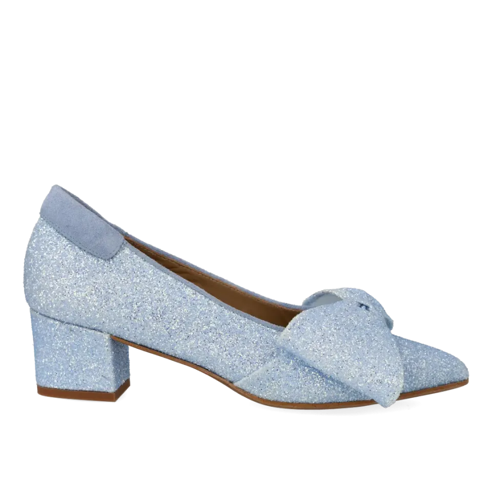 Angulus Sløjfe pump glitter 5 cm blokhæl