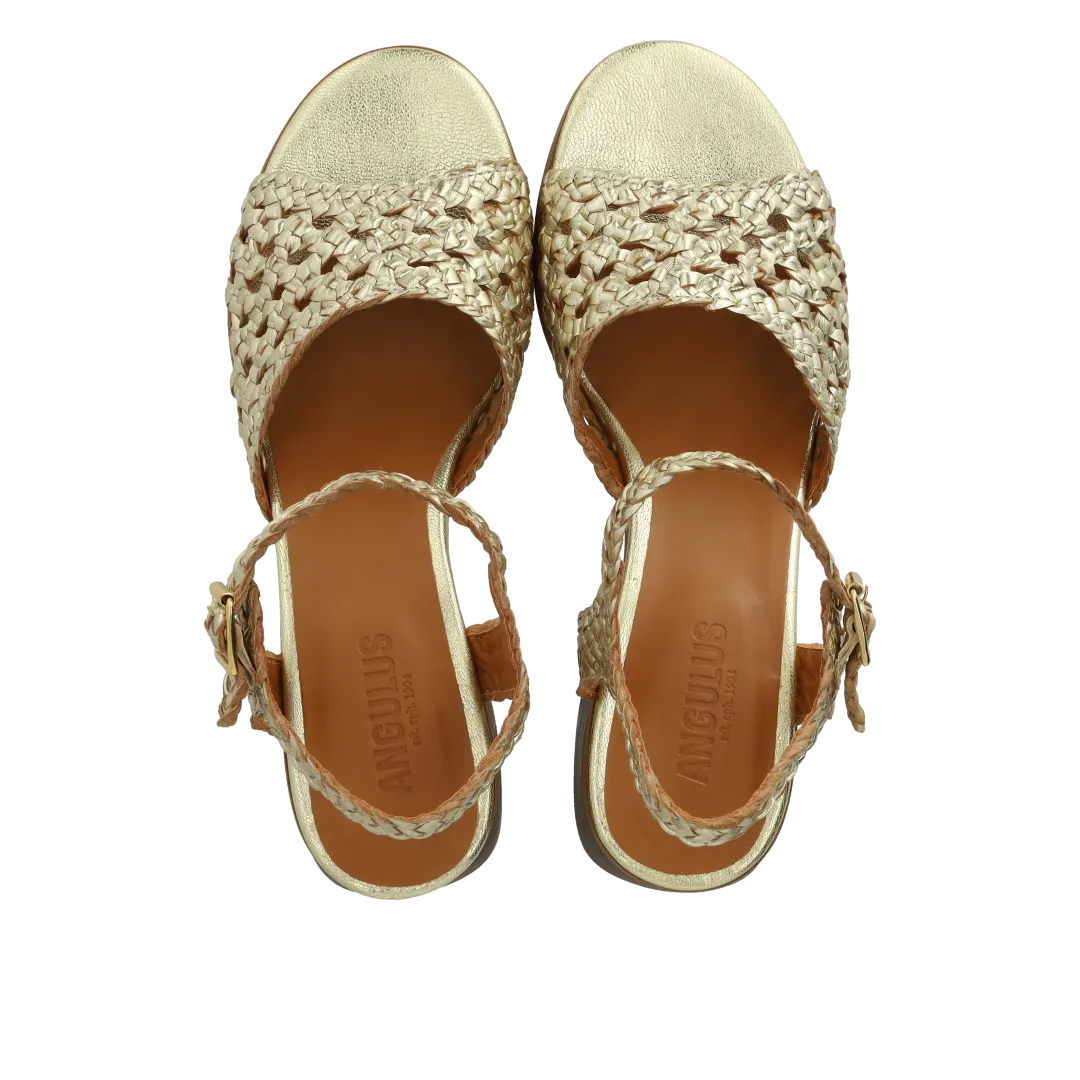 Angulus Håndflettet sandal damesandal 5 cm hæl