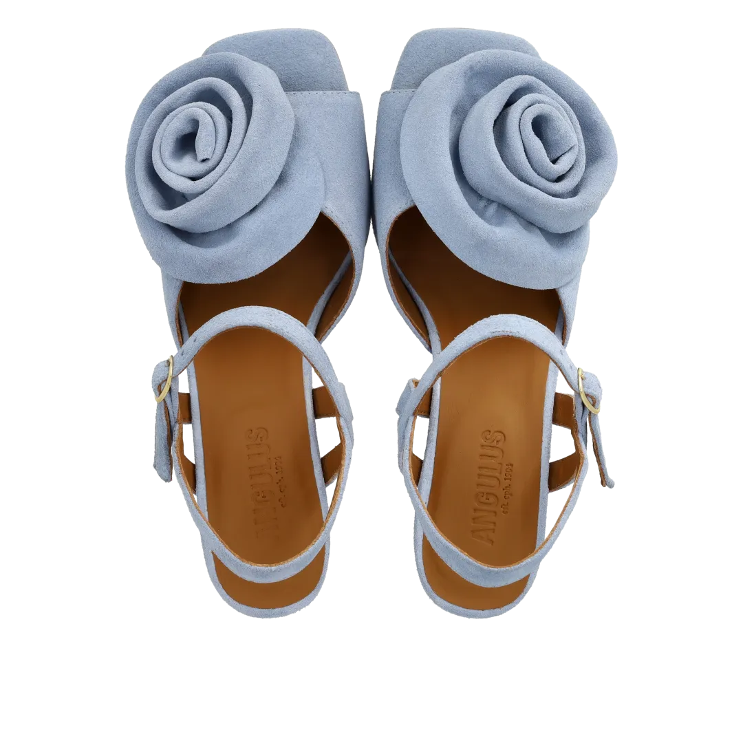 Angulus Højhælet sandal med rose i ruskind