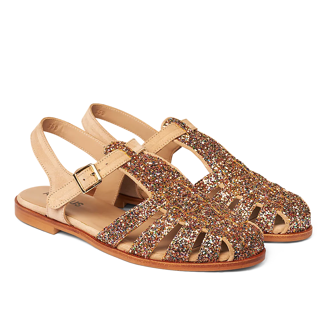 Angulus Fisherman sandal glitter dame guldspænde