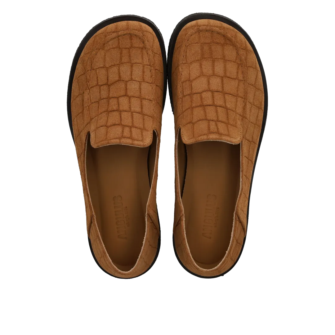 Angulus loafer bred pasform dame brun læder slip-on