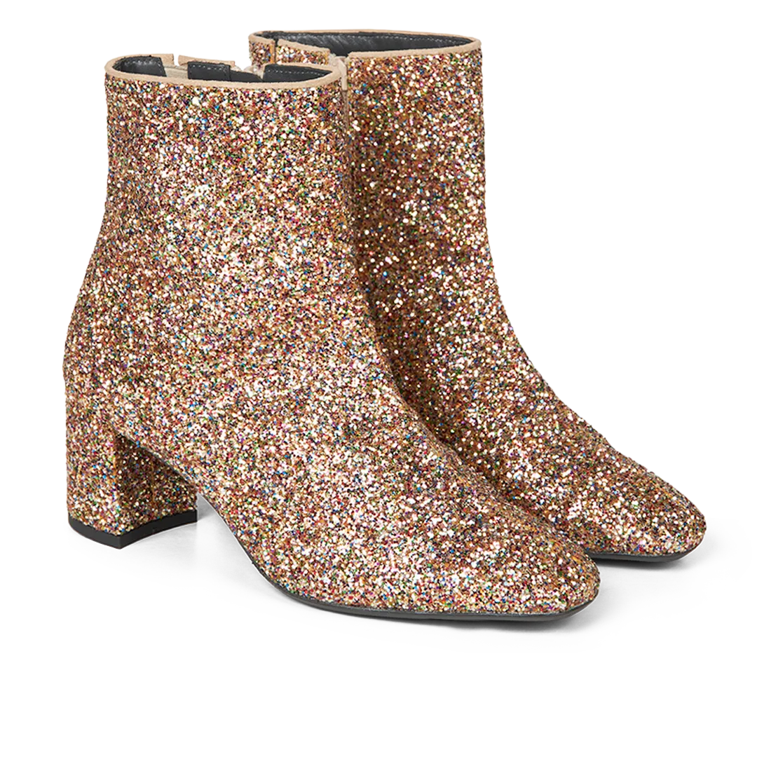 Angulus Glitterstøvle damestøvle 6 cm blokhæl