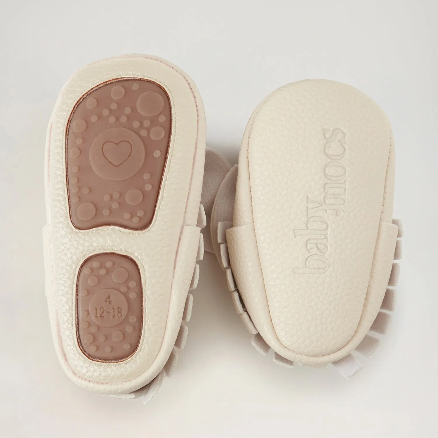 BabyMocs Bow Mocs barfodssko off white blød sål