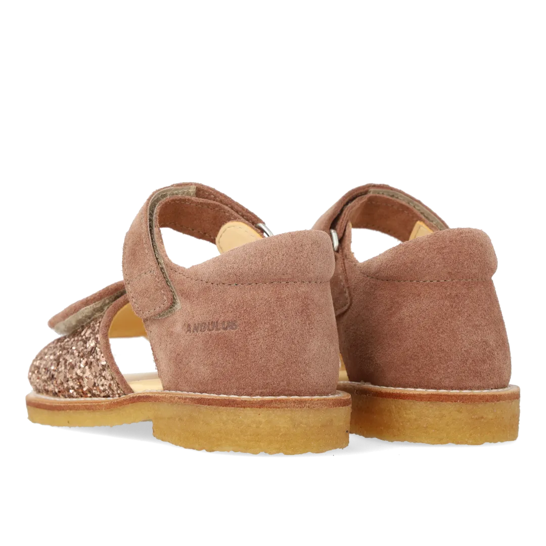 Angulus Sandal med funklende glitterdetalje børnesandal ruskind