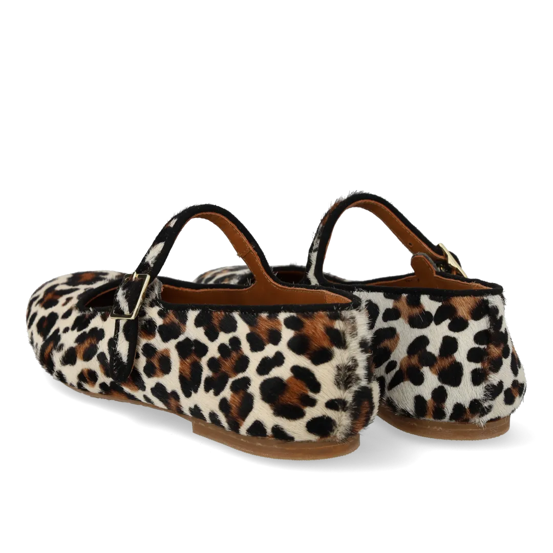 Angulus Mary Jane ballerina pony leopard ballerinasko