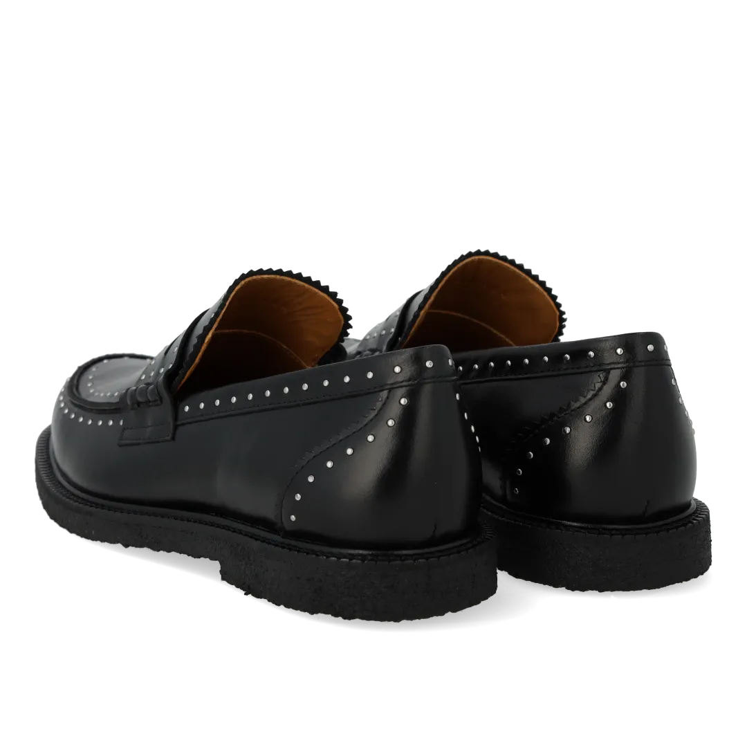 Angulus Klassisk Penny loafer med dekorative sølvnitter læder