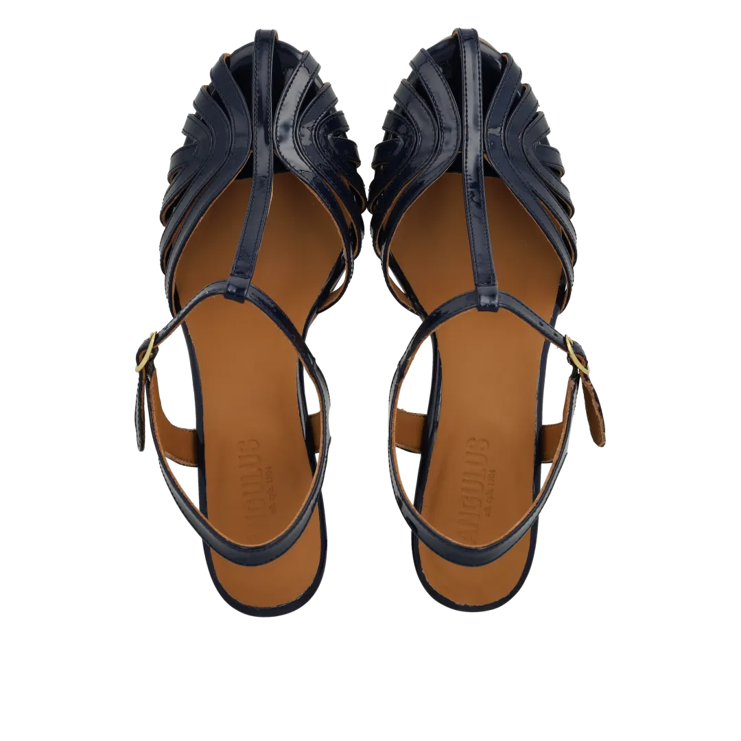 Angulus højhælet sandal organisk T-strap 6 cm hæl