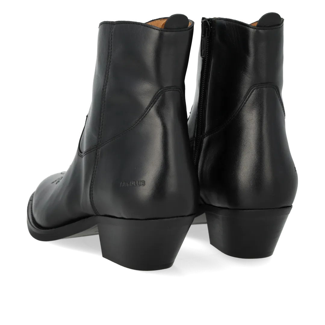 Angulus Cowboystøvle med stikninger damestøvle ruskind 4 cm