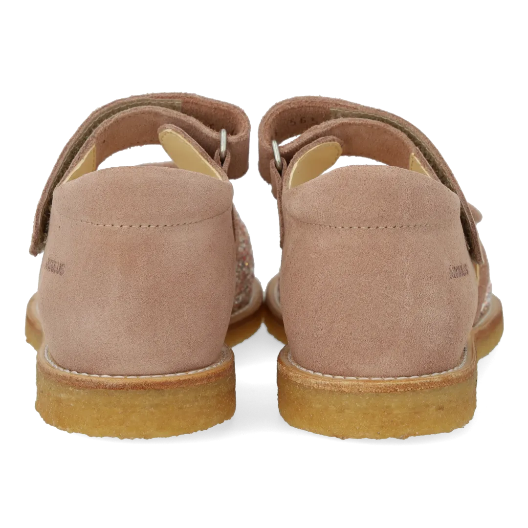 Angulus sandal glitterdetalje åben tå ruskind