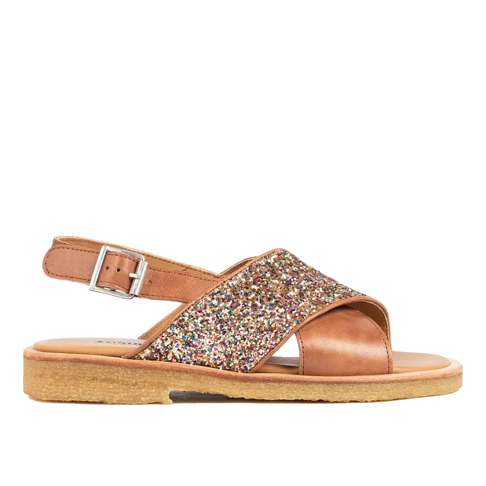 Angulus Krydssandal børnesandal med glitter
