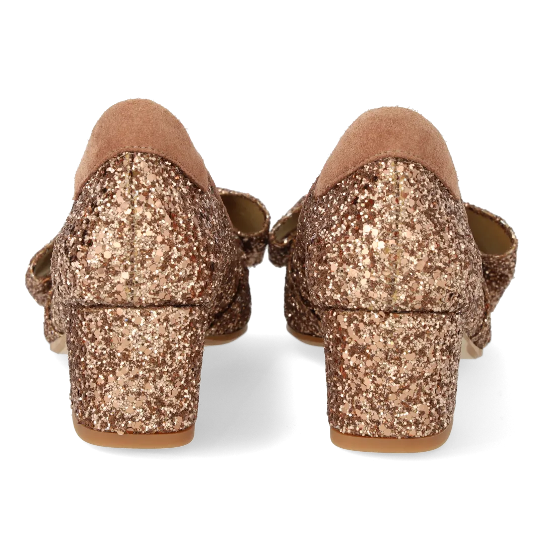 Angulus Sløjfe pump glitter blokhæl dame spids