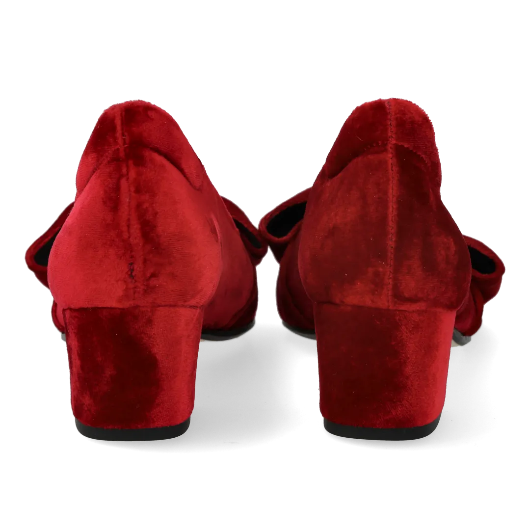 Angulus Sløjfe pump blød velour pumps blokhæl 5 cm