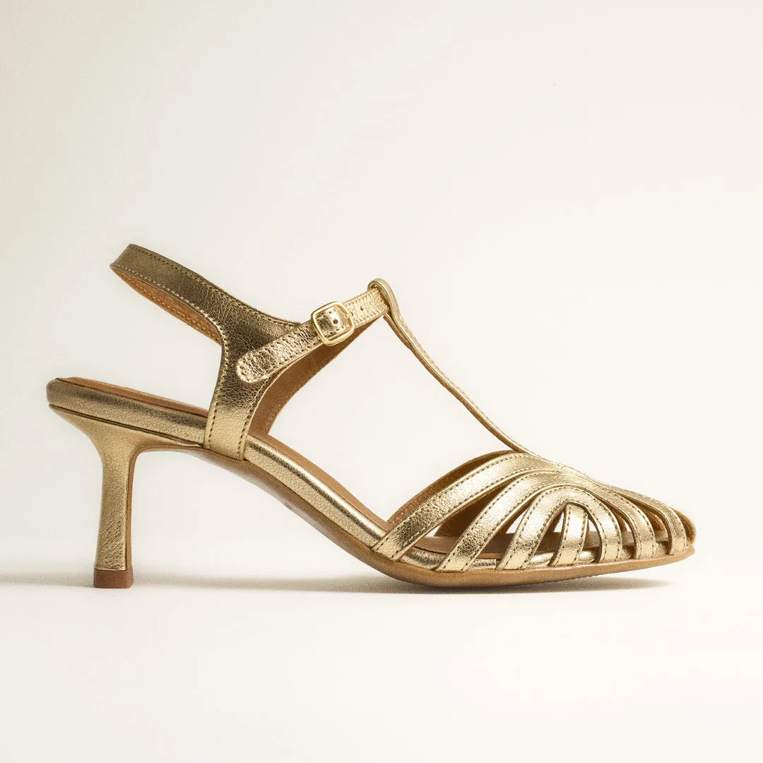 Angulus Hælsandal med frontdetalje sandal skind 6 cm hæl