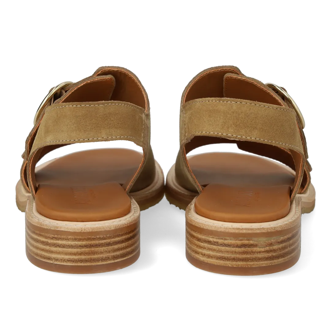 Angulus Sandal lædersandal med guldspænde
