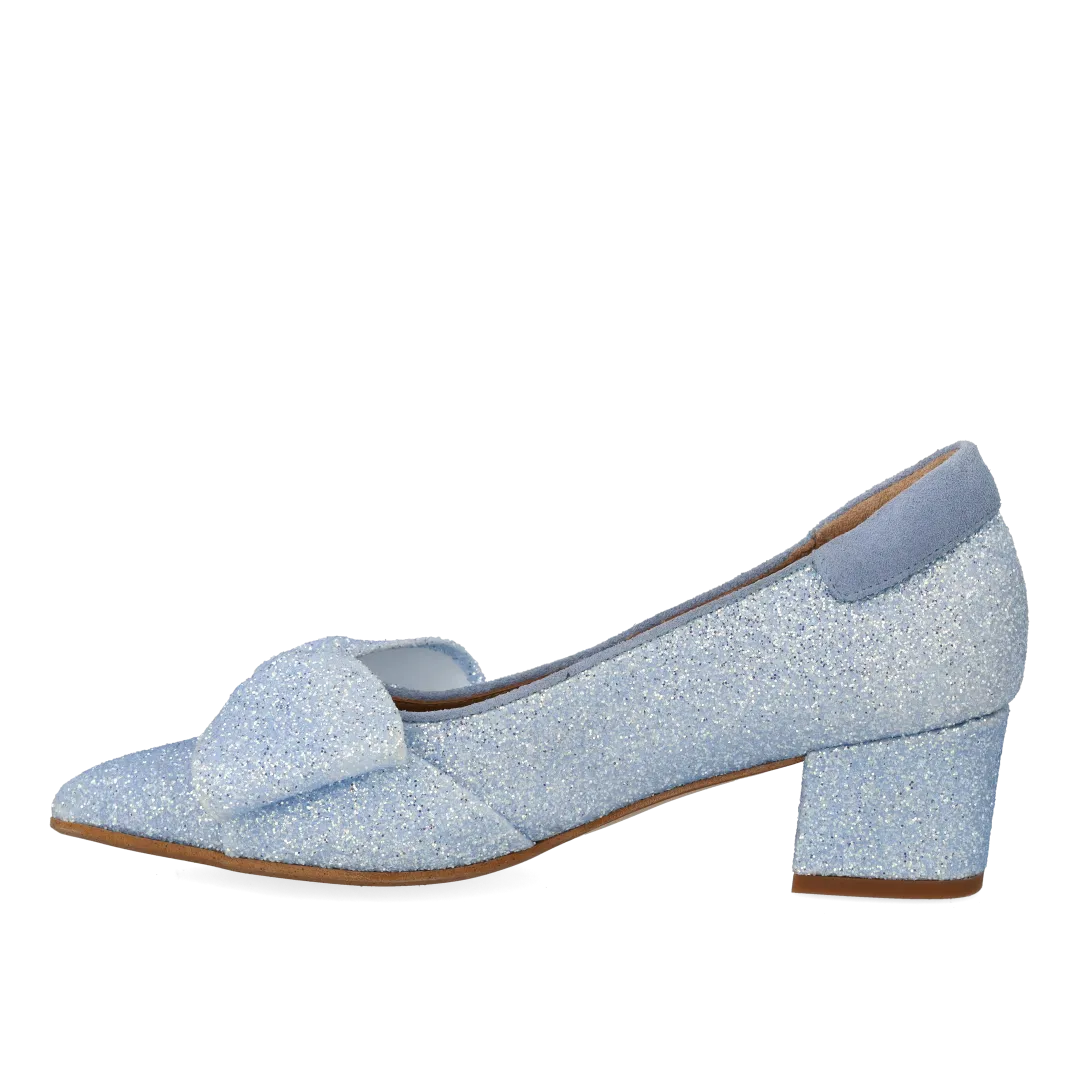 Angulus Sløjfe pump glitter 5 cm blokhæl