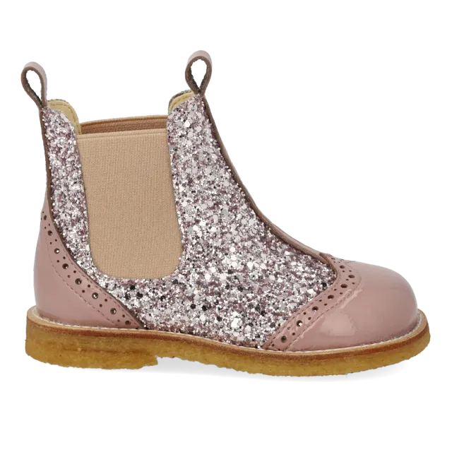 Angulus Chelsea støvle med glitter og brogues børnestøvle rummelig