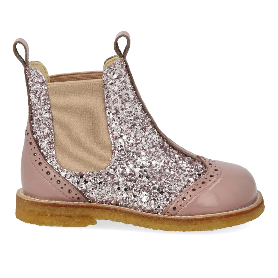 Angulus Chelsea støvle med glitter og brogues børnestøvle rummelig